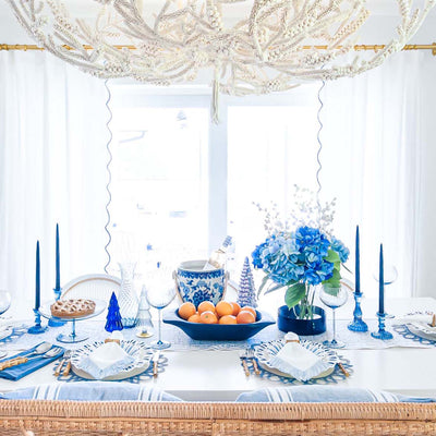 Beautiful Blue and White Christmas Tablescape
