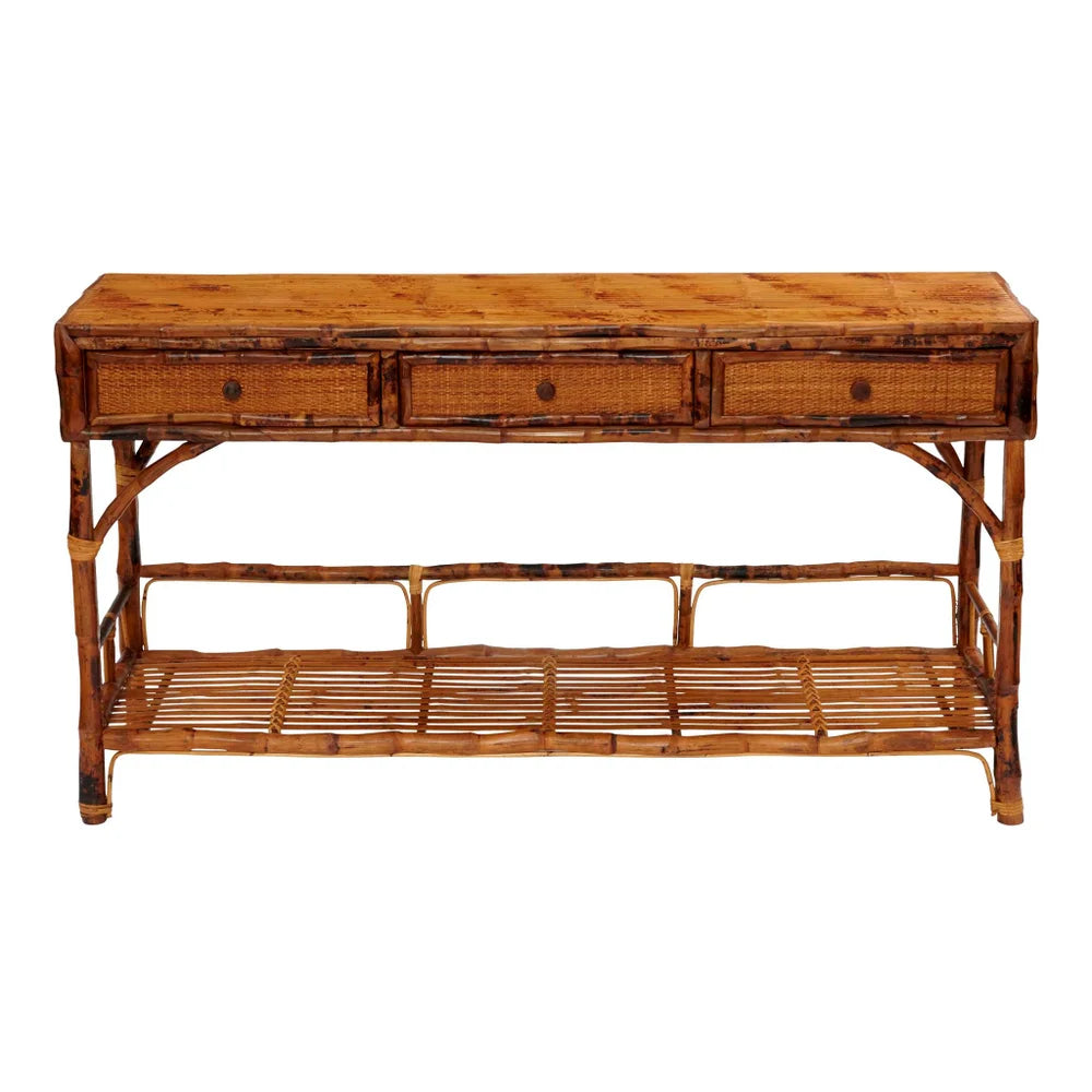 Antique Bamboo Large Buffet Console