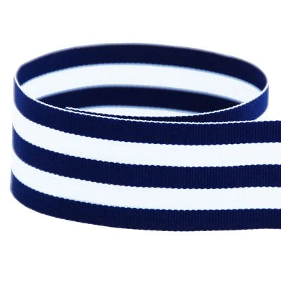 Preppy Stripped Grosgrain Ribbon - Navy Blue