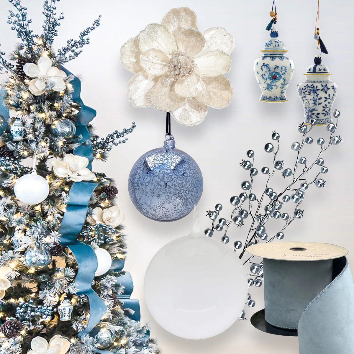 Coastal Blue Ornament Collection – Coastal Holiday Ornaments – Coastal Bleu, image size:1200x1200