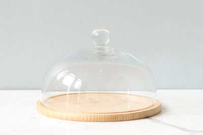 Glass Dome with Wood Base, Medium