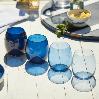 Les Nuages Blue Ombré Glasses, Set of 4