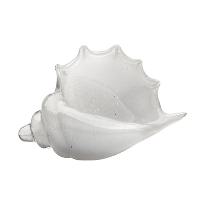 White Triton Hand Blown Glass Shell