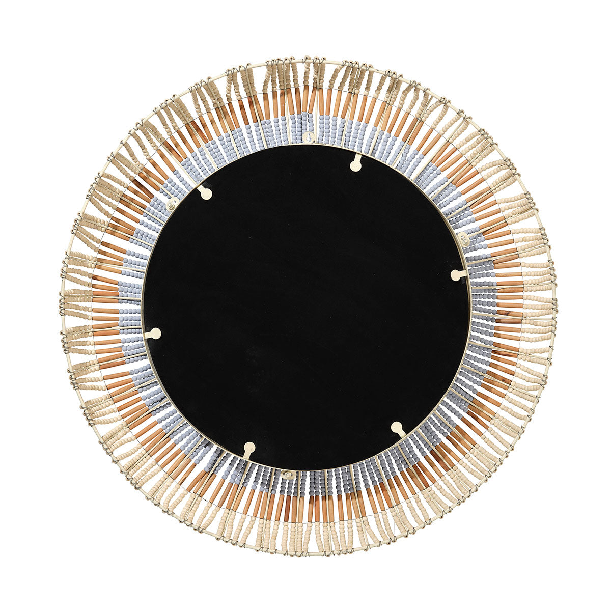 Beaded Round Mirror - Coastal Blue & White