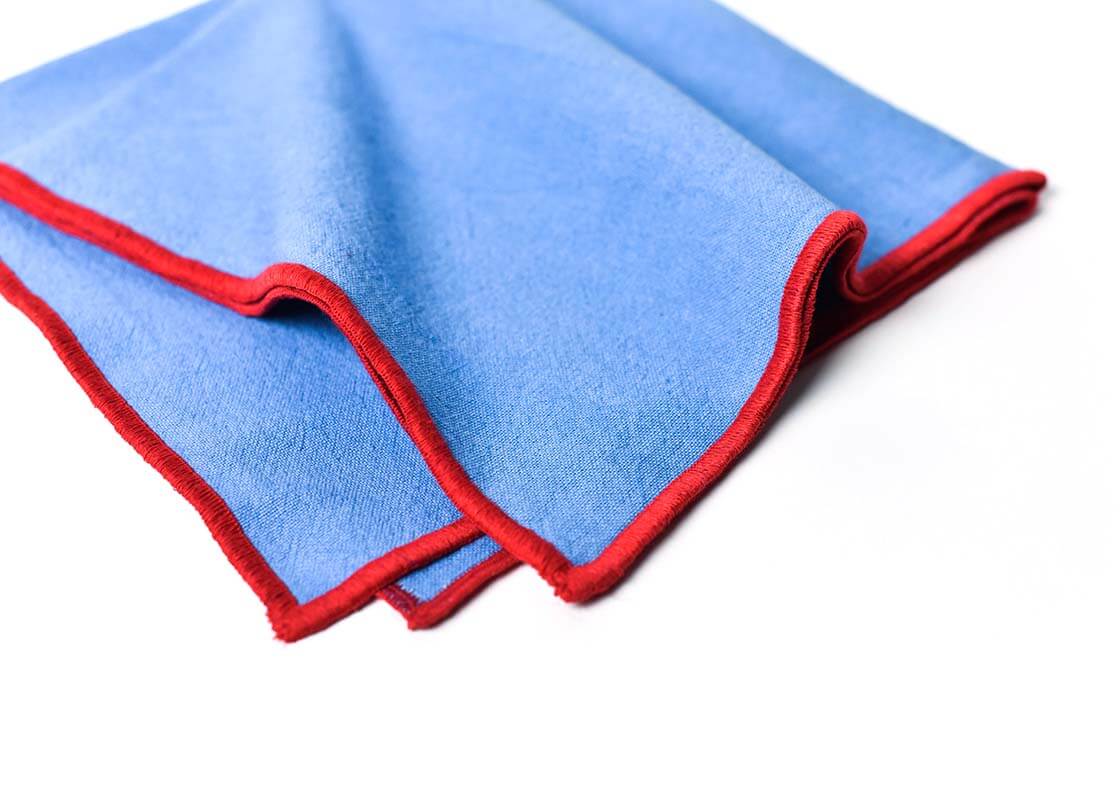 French Blue & Red Color Block Napkin, Set of 4