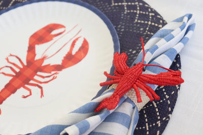 Handwoven Lobster Napkin Rings, Set of 4