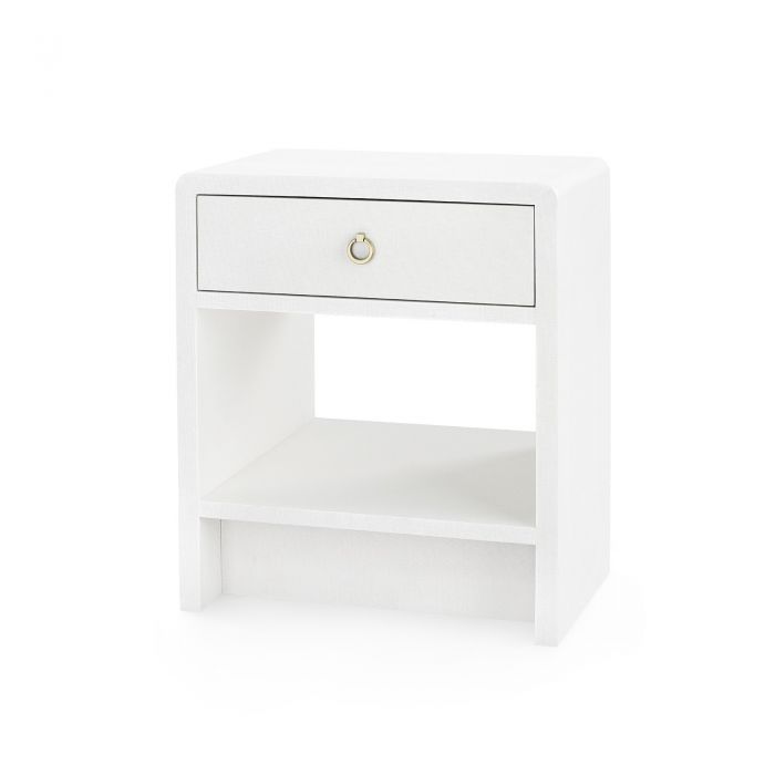 Dionis Linen 1-Drawer Nightstand - White