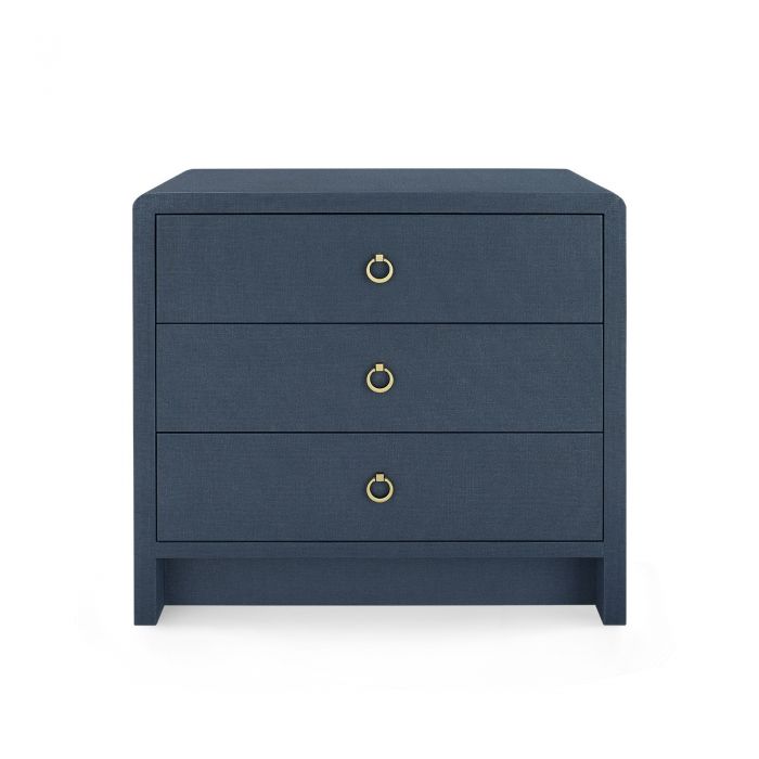 Nantucket Linen 3-Drawer Side Table - Navy