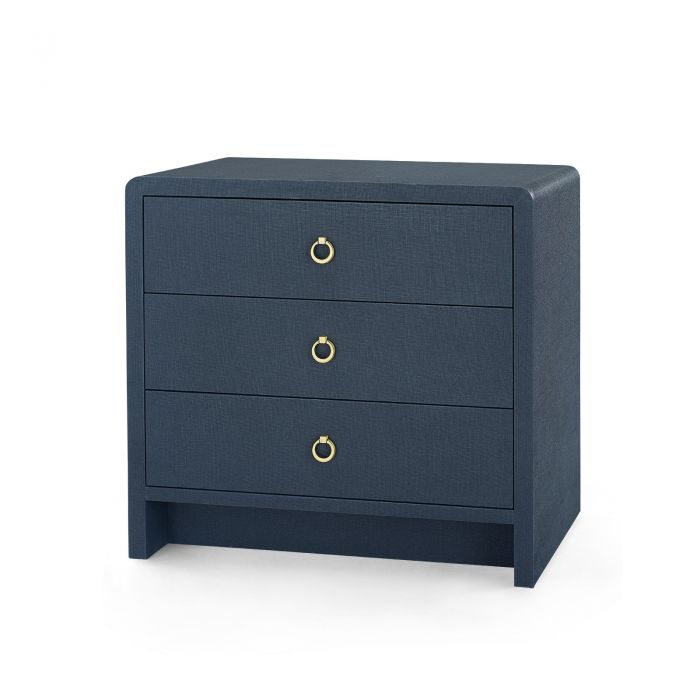 Nantucket Linen 3-Drawer Side Table - Navy