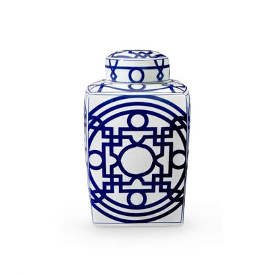 Jasper Square Jar - Blue and White