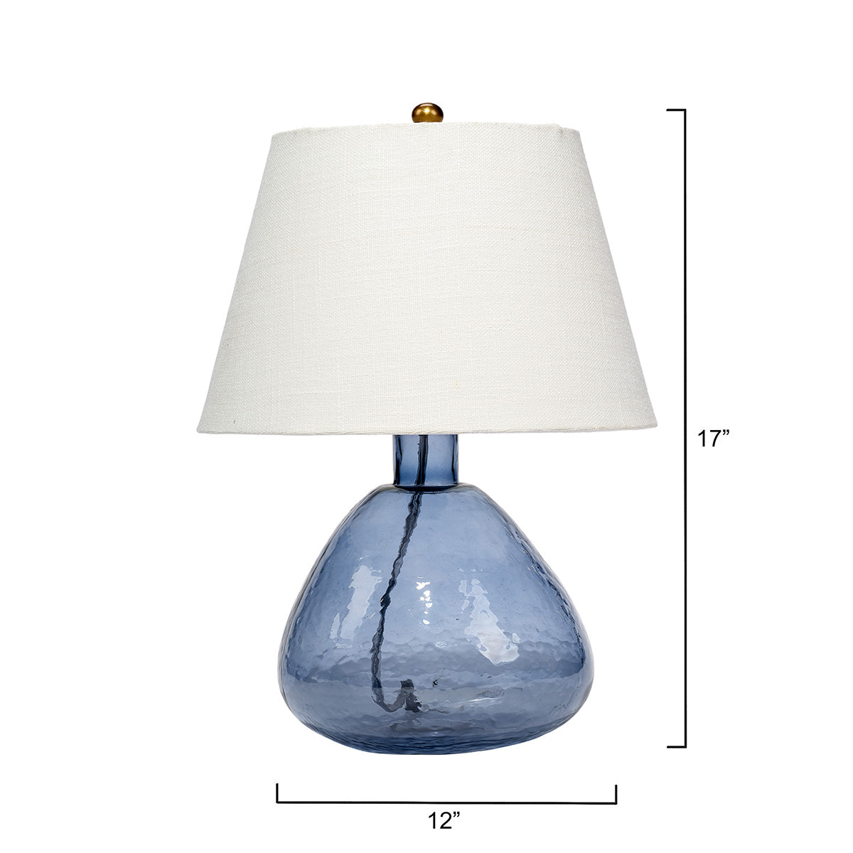 Ocean Blue Glass Demi Table Lamp