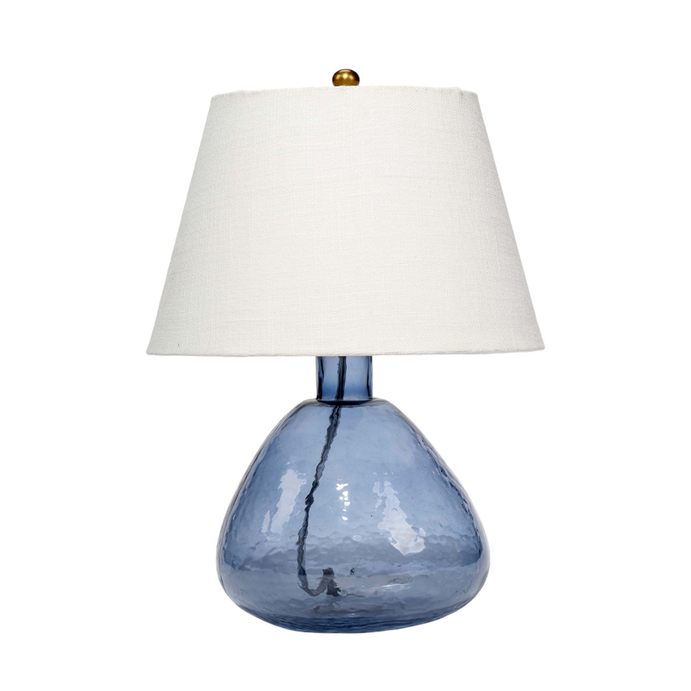 Ocean Blue Glass Demi Table Lamp