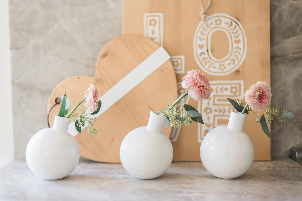 White Sphere Bud Vase