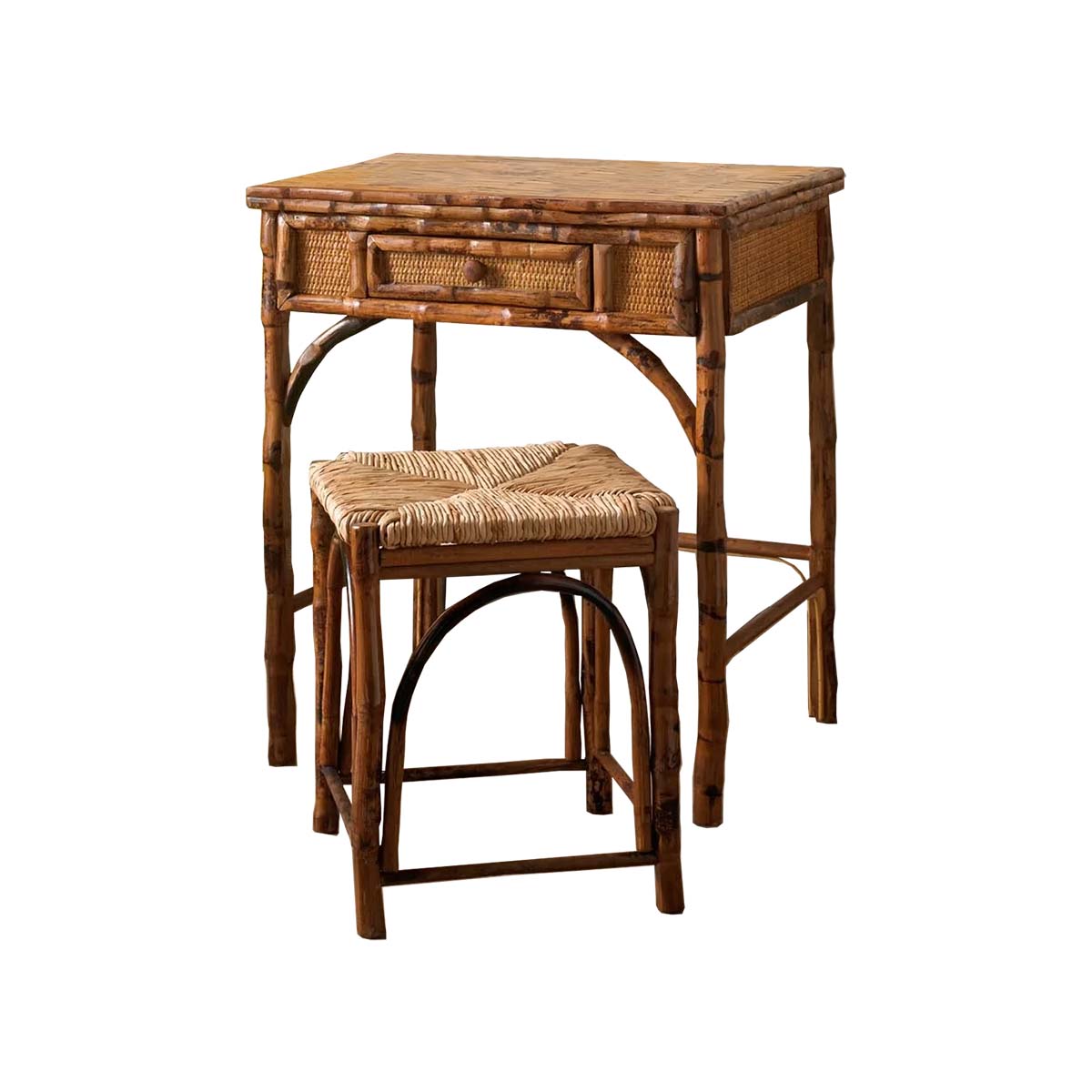 Writing Stool Antique Bamboo Writing Desk & Stool – Coastal Furniture – Coastal Bleu