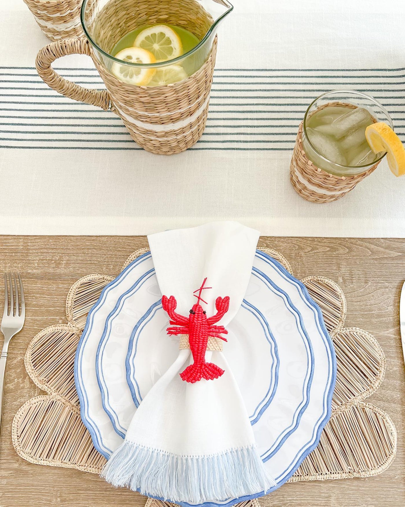 Handwoven Lobster Napkin Rings, Set of 4