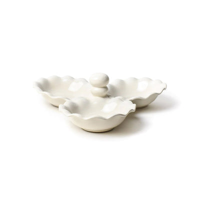 Oyster Ruffle Three Bowl Server