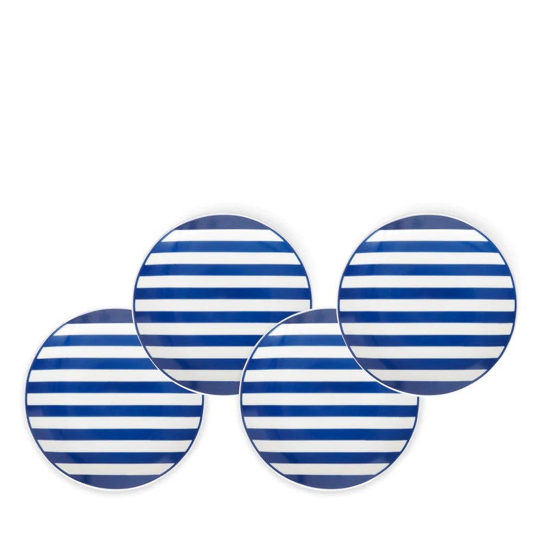 Beach Towel Stripe Canapé Plate, Set of 4