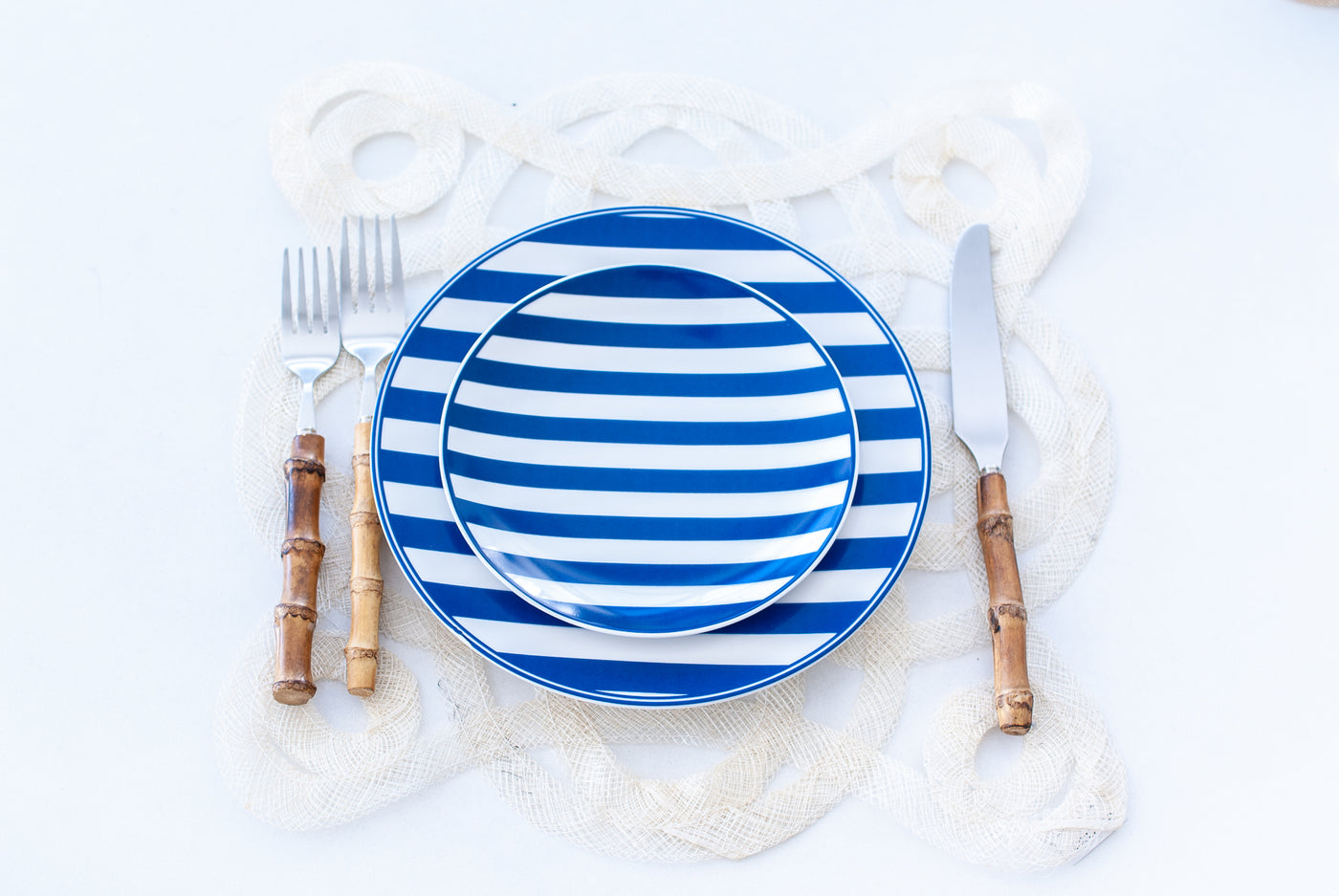 Beach Towel Stripe Canapé Plate, Set of 4