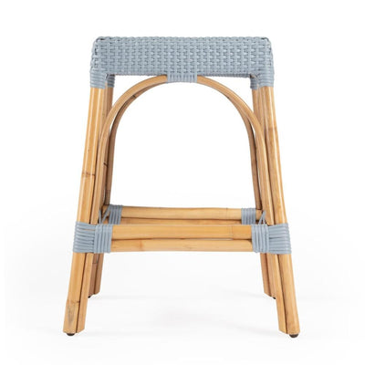 Riviera Rattan Stool - Coastal Blue