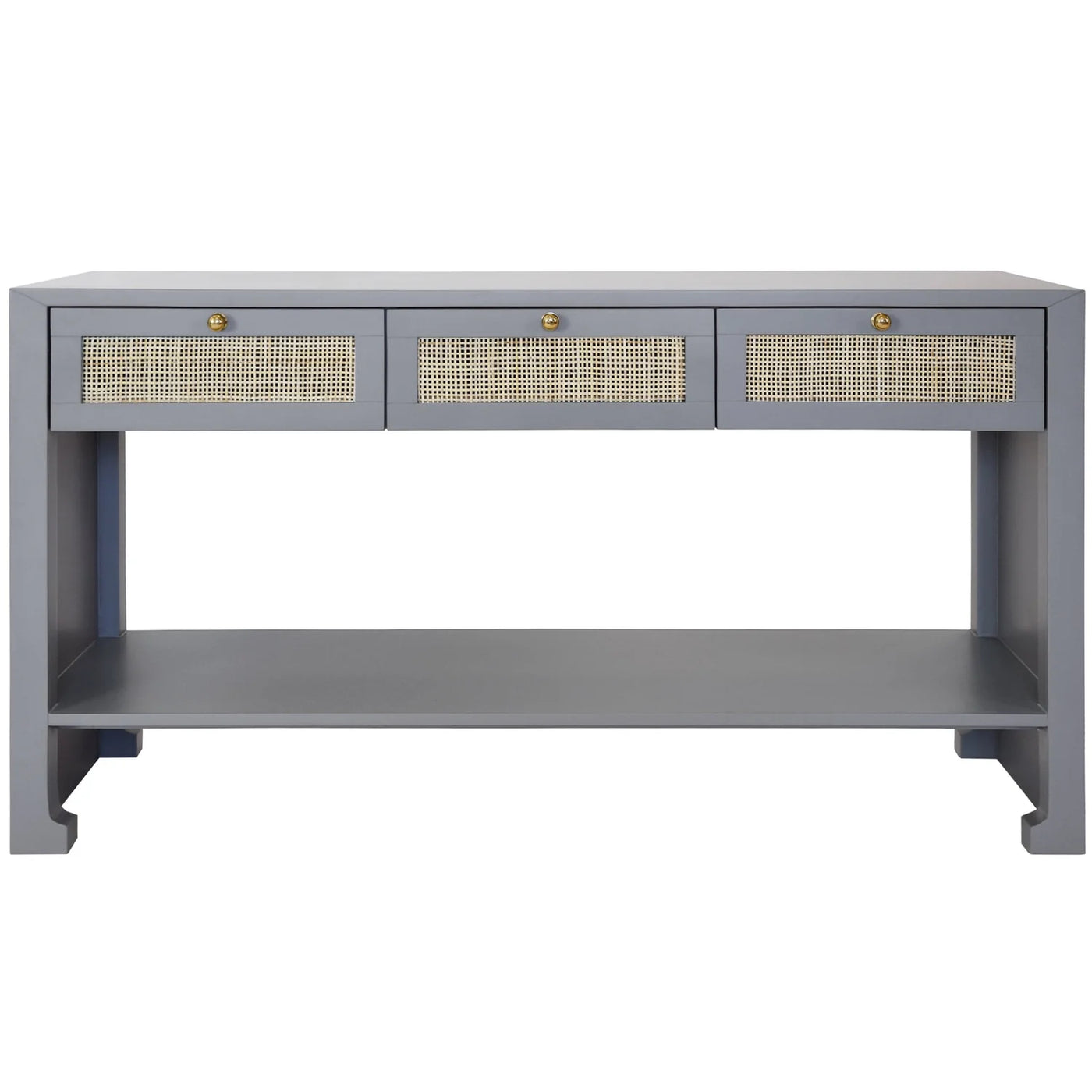 Harbor Cane Console in Coastal Gray