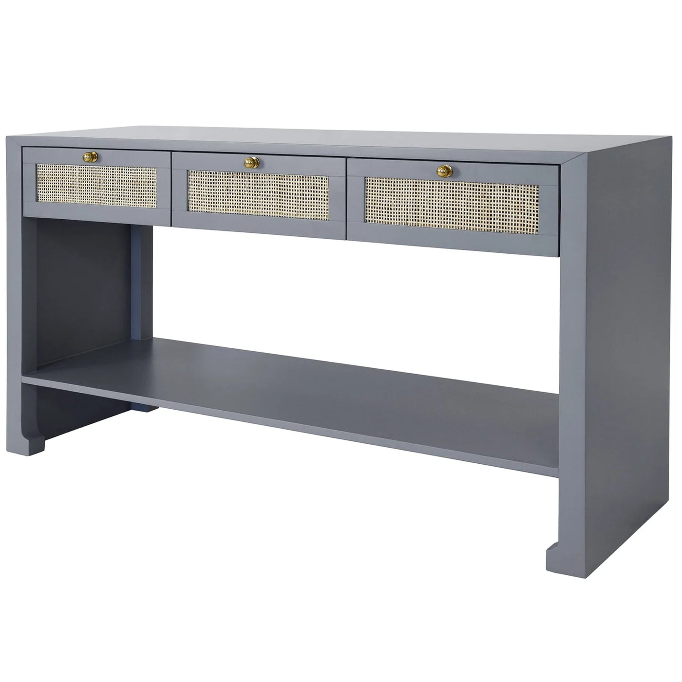 Harbor Cane Console - Coastal Gray