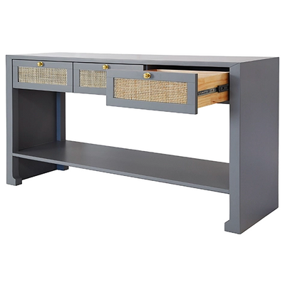 Harbor Cane Console - Coastal Gray