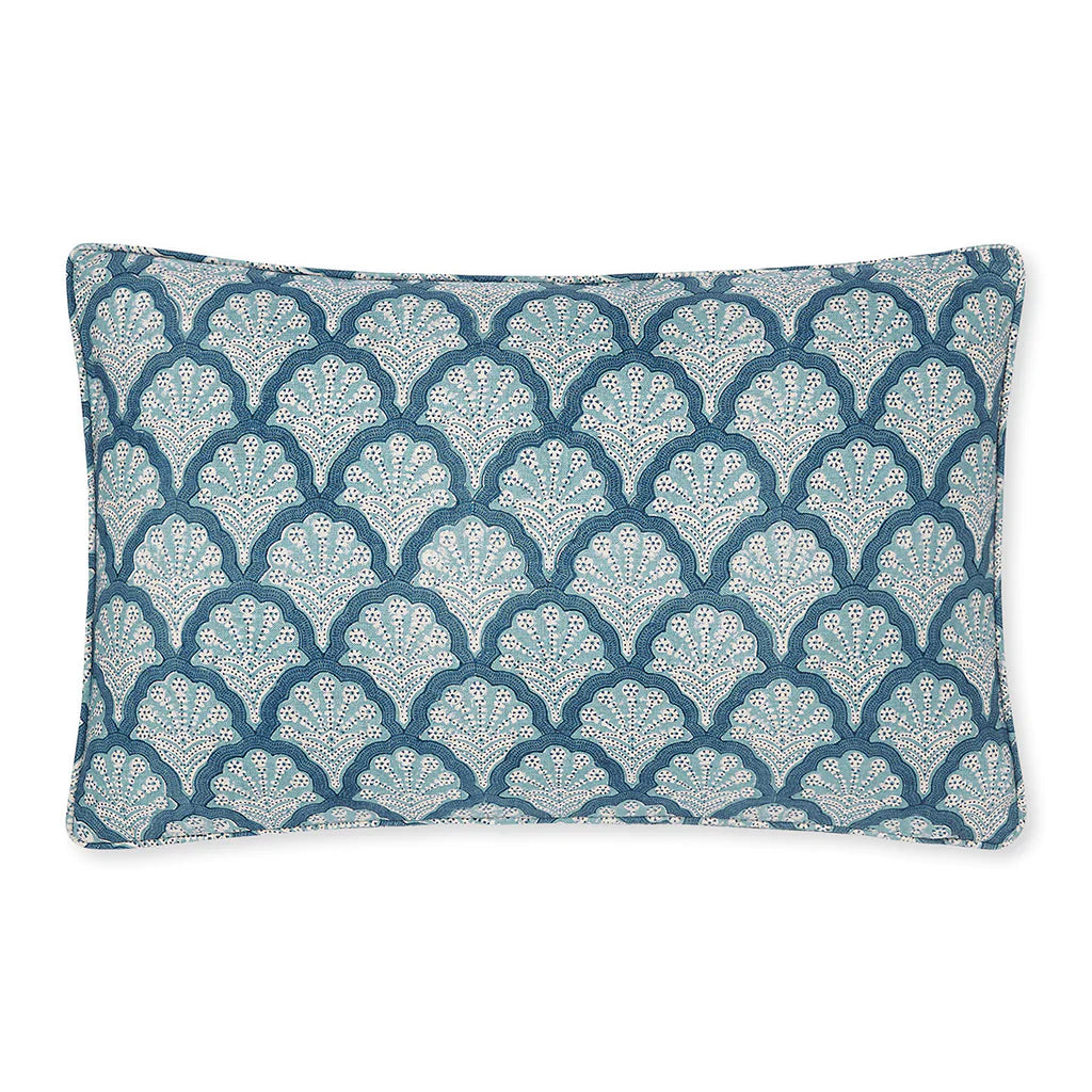 Azure Scallops Linen Lumber Pillow