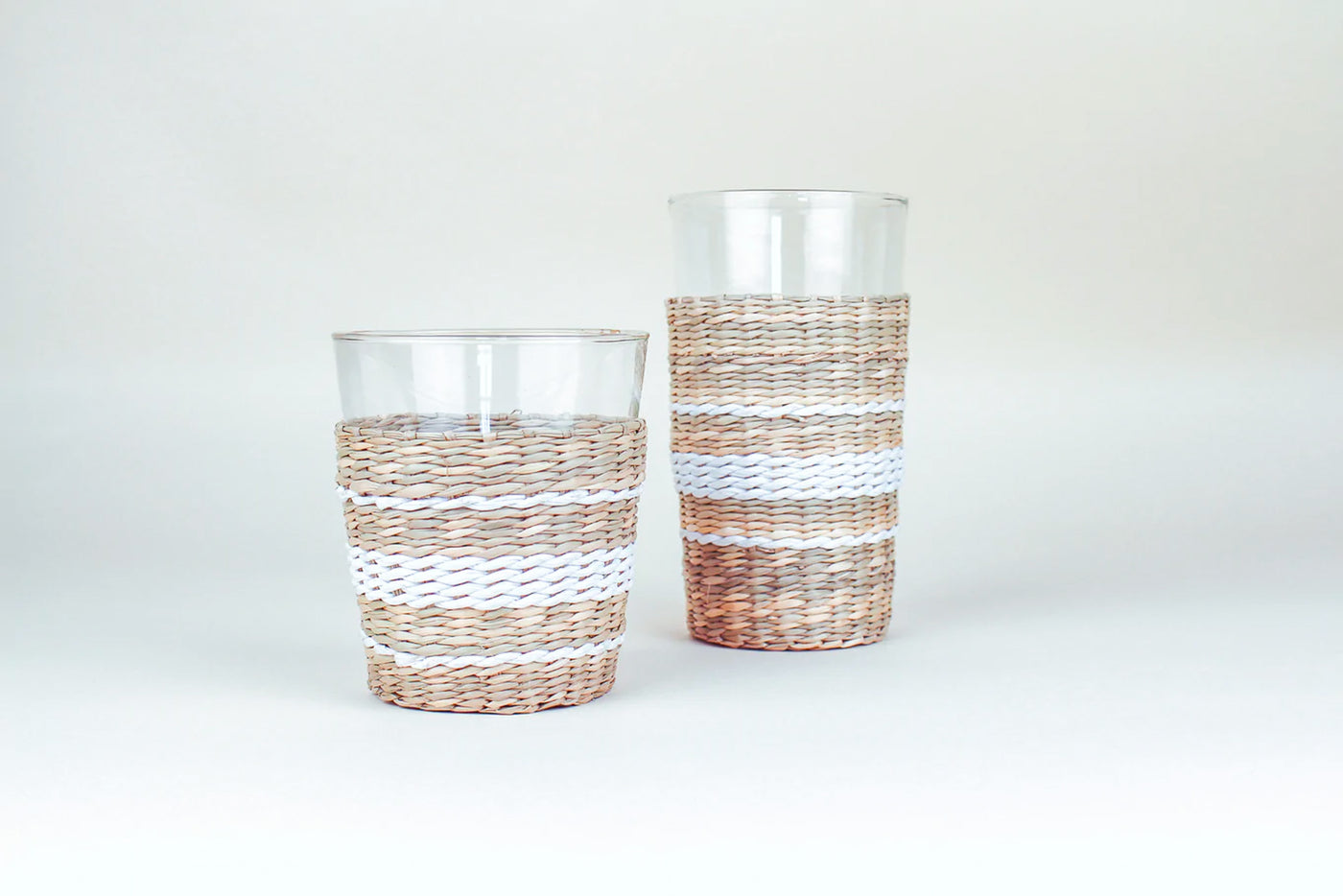 Hamptons Stripe Seagrass Highballs Glasses