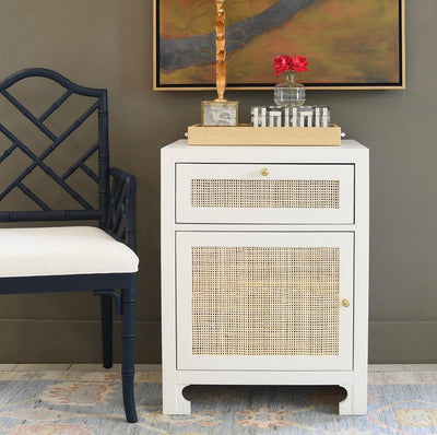 Harbor Cane Nightstand - White