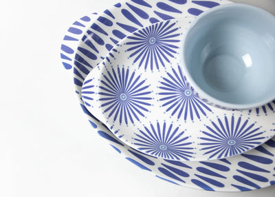 Iris Blue Burst Oval Platter