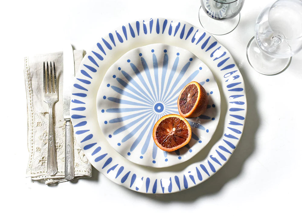 Iris Blue Burst Ruffle Salad Plate