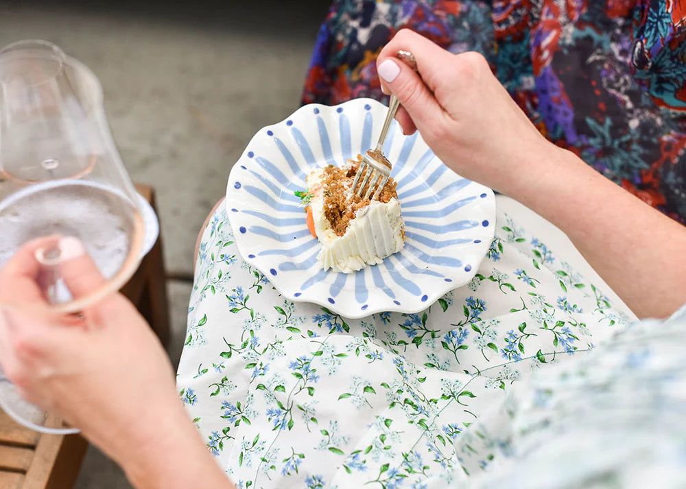 Iris Blue Burst Ruffle Salad Plate