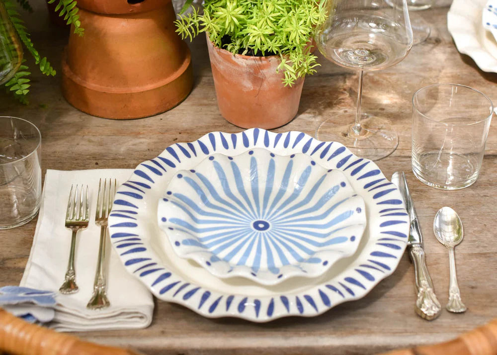 Iris Blue Drop Ruffle Dinner Plate