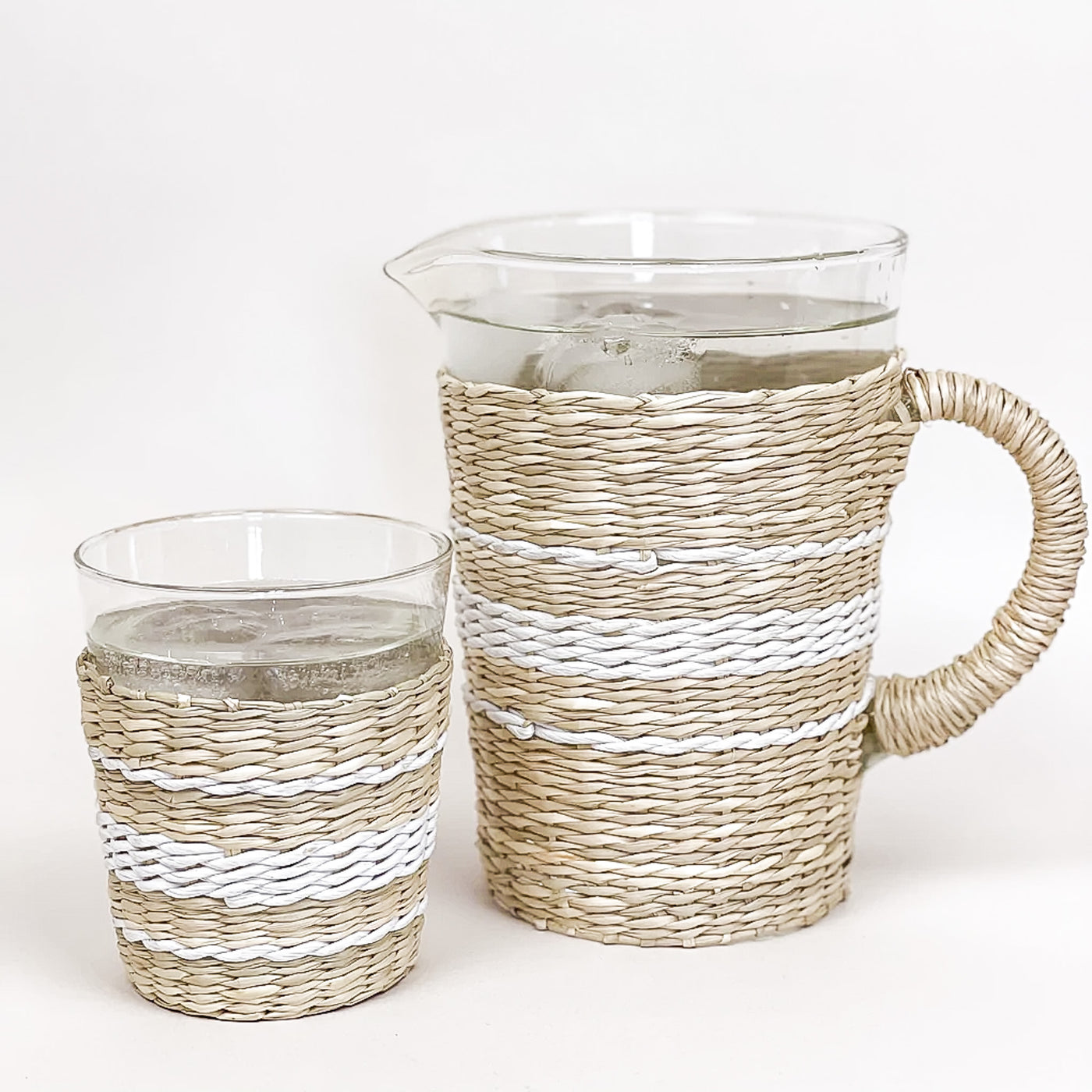 Hamptons Stripe Seagrass Tumbler Glasses