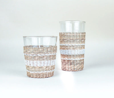 Hamptons Stripe Seagrass Tumbler Glasses