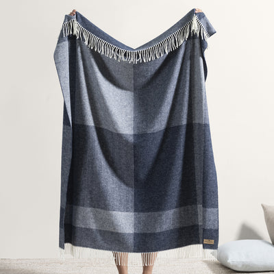 Navy Hampton Plaid Throw