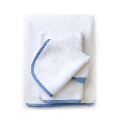 Piped Terry Bath Towel Set - Coastal Blue