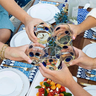 Drop Blue Stemless Wine Glass